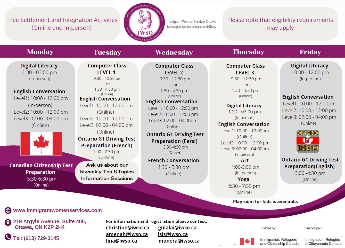 Read more about the article Winter 2025 Settlement & Integration Activities Schedule Calendar